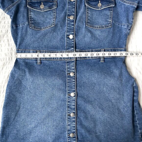 Celebrity Pink Denim Dress Juniors Size XXL Stretch Button Up Medium Wash Blue - Picture 13 of 13